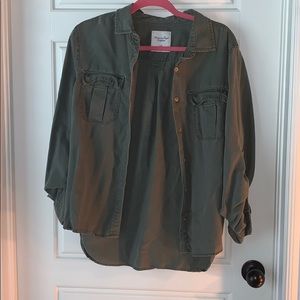 American Eagle Dark Green Utility Button Down